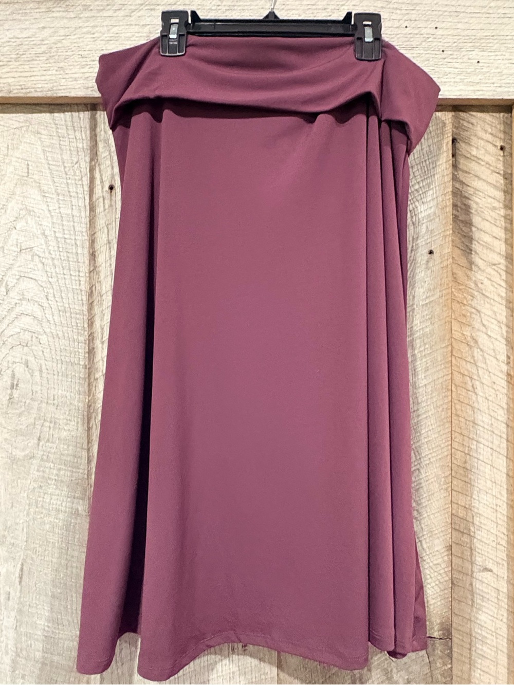 Zenana Outfitters Fold-Over Waist A-Line Skirt in Mauve